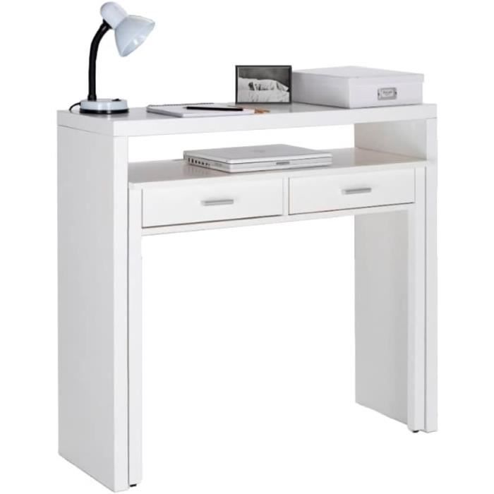 Bureau Extensible - TRAHOO - Console Studio - Bois Résistant - Blanc ...