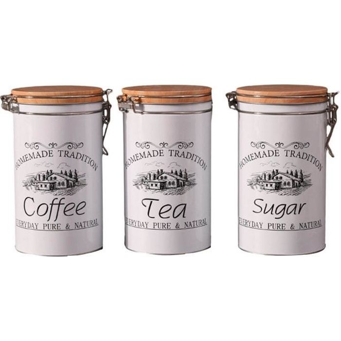 Lot de 3 boîtes de café à thé en sucre, boîtes de conserve hermétiques pour  aliments de cuisine 10x17cm - Cdiscount Maison
