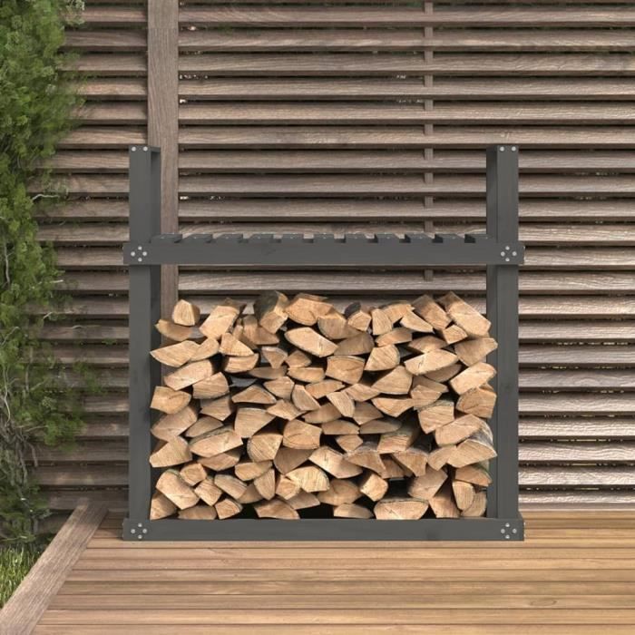 UNE Support pour bois de chauffage Gris 110x35x108,5 cm Bois de pin — free download