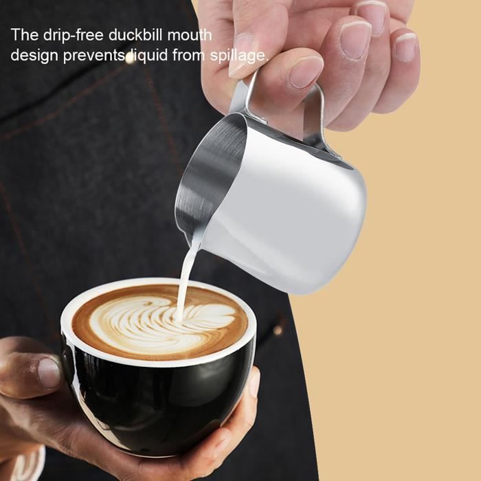 Pichet à lait Inox Pot à Lait pour Faire des Cappuccino avec Votre Machine  pour le Café la Mousse de Lait 150 ML - Cdiscount Maison