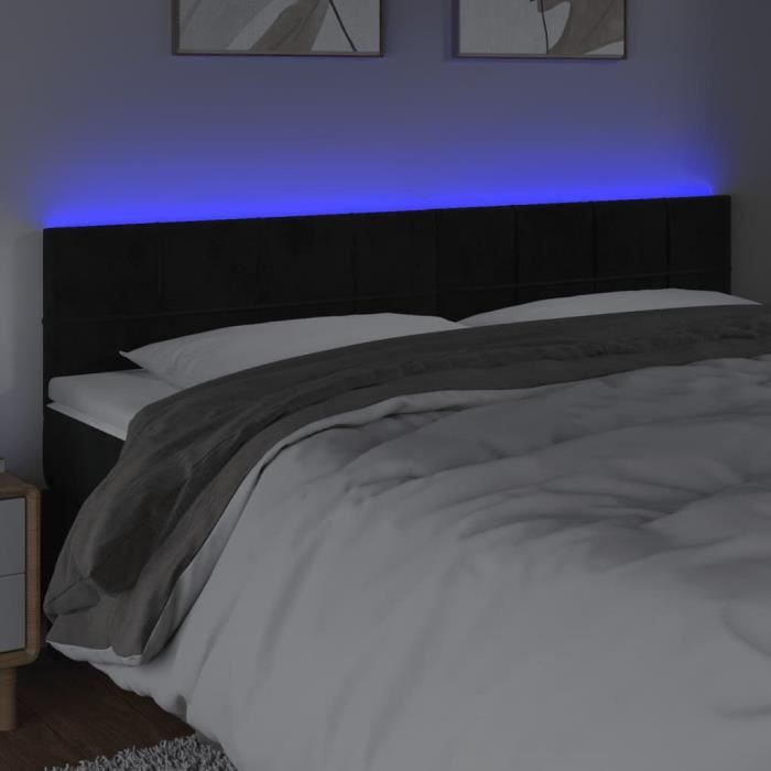 3121674 vidaXL Tête de lit à LED Noir 180x5x78-88 cm Velours