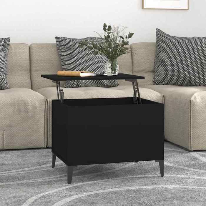 vidaXL Table basse Noir 60x445x45 cm Bois dingénierie 819573