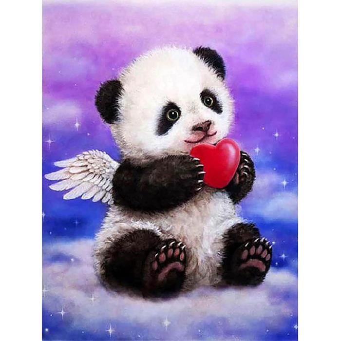 Broderie diamant Petit panda dans un sakura