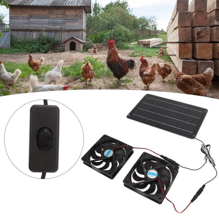 Kit de ventilateur à panneau solaire - VVIKIZY - Noir - 12 x 12 cm - 20W - ABS - Vvikizy