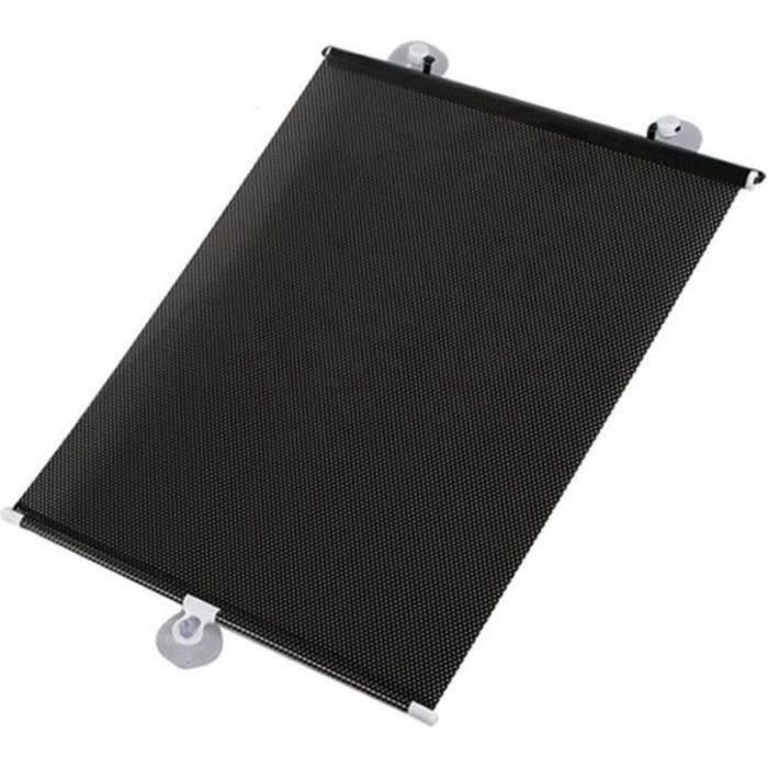 Pare-Soleil Rétractable à Ventouse – Sans Perforation, Pour Fenêtre Bureau Ou Voiture, PVC Noir/Gris 125x45 Cm
