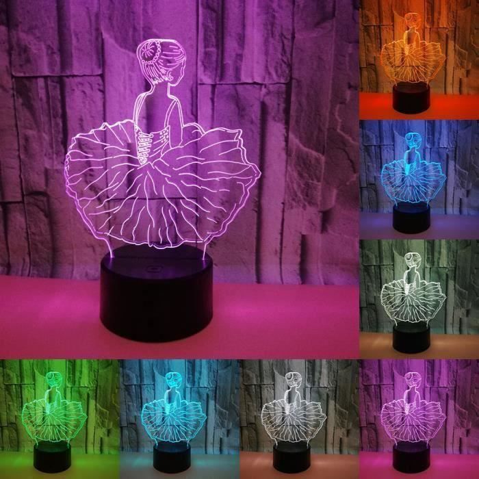 Objet lumineux d interieur-Illusion 3D Visual Night Light 7 Couleurs LED  Bureau Chambre Décor À La Maison_Yumy0619022 - Cdiscount Maison