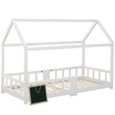 Lit cabane pour enfant DRIPEX 90 x 200 cm, lit en bois pour chambre d'enfant, planche incluse | sommier à lattes blanc (sans matelas-1