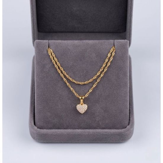 Collier coeur en cristal blanc et chaînette en argent rhodié de SPARK