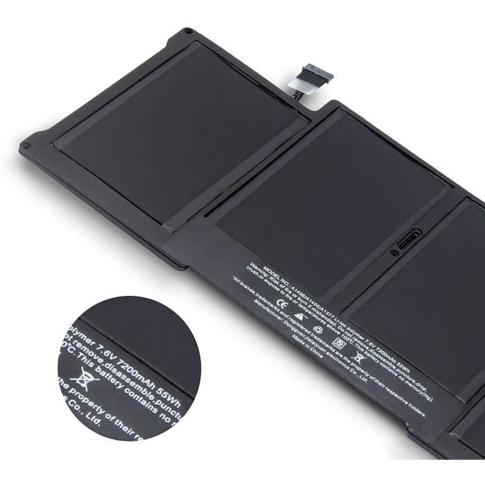 Wikinu 7200mAh Batterie Haute Capacité A1496 pour Apple MacBook Air 13  Pouces A1466(Mid 2012 2013, Early 2014 2015 2017) A1369(Late 2010, Mid 2011  Version) A1405 A1377 [7.6V 55Wh] : : Informatique