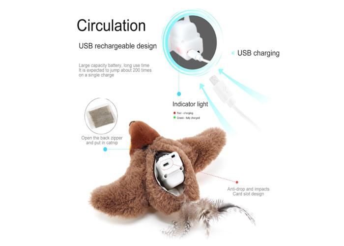 Jouet Interactif Pour Chat – Oiseau électrique Avec Ailes Battantes Et Sons Réalistes, Rechargeable USB - 8