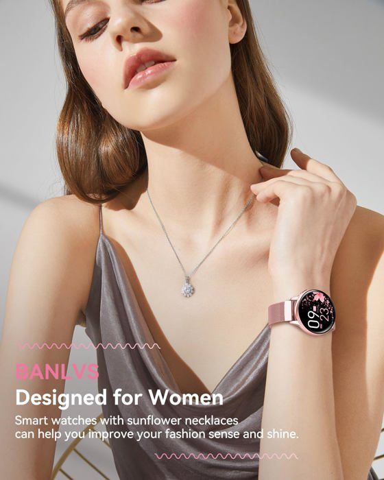 Montre Connectée Femme, 1,27" HD Smartwatch Femme Avec Appel Bluetooth