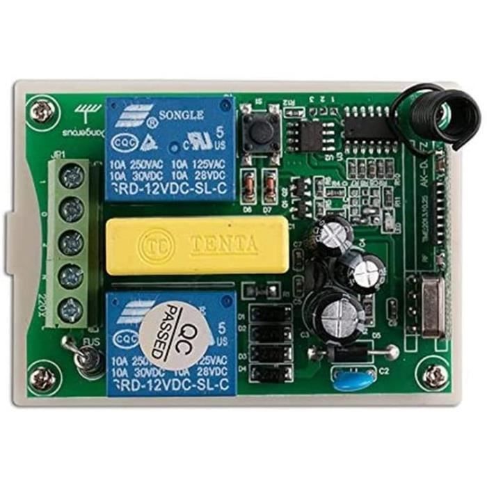 Kit Télécommande RF 2 Canaux 220V Pour Moteur – 1 Récepteur + 3 émetteurs – Contrôle Ouverture/fermeture Portes, Volets, Treuils