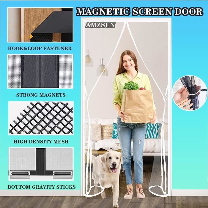 Moustiquaire Porte Fenetre Aimantée,140x245 Cm