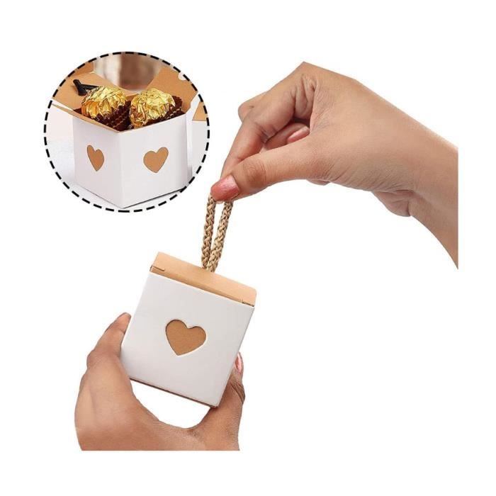 Lot 50 Boîtes Cadeaux Kraft 5x5x5cm - Emballage Mariage, Fête, Bonbonnière, DIY, Marron