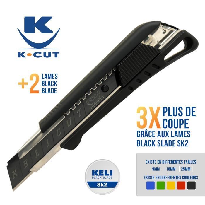 Cutter - KELI - 25mm - Gomme Noir - LAMES BLACK BLADE SK2 - Durée