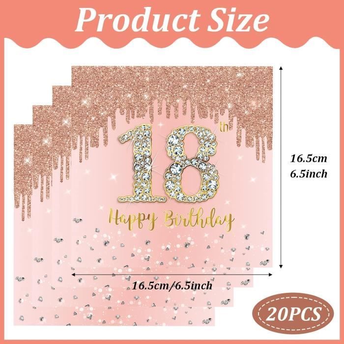 Lot de 20 serviettes de table Happy Birthday noires, anniversaire, fête en boîte anniversaire