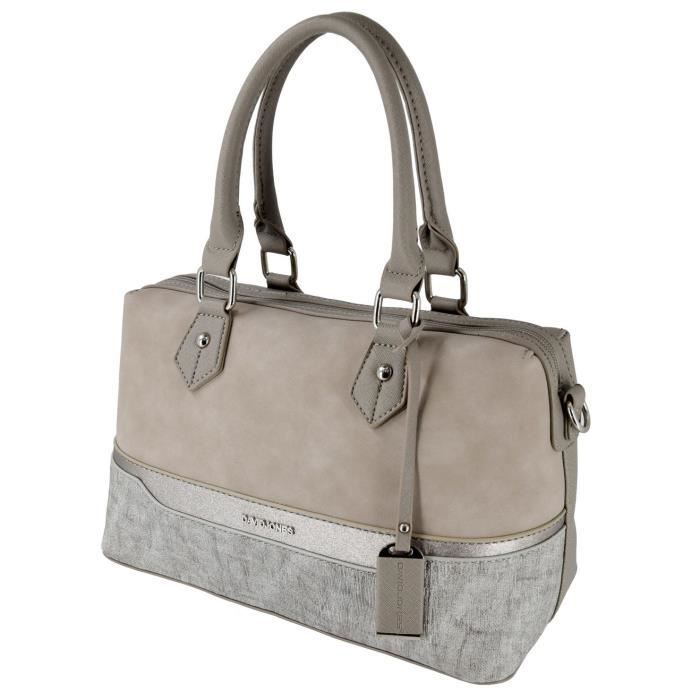 David Jones Sac Main Polochon Bowling Femme Cuir Multicolore Bande Paillette Sac El gant Mode Port Epaule Bandouli re Gris