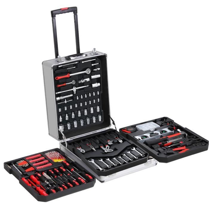 TECTAKE Caisse à outils 799 pièces ALFONS avec Poignée pliante et  télescopique, gants inclus Noir - Cdiscount Bricolage