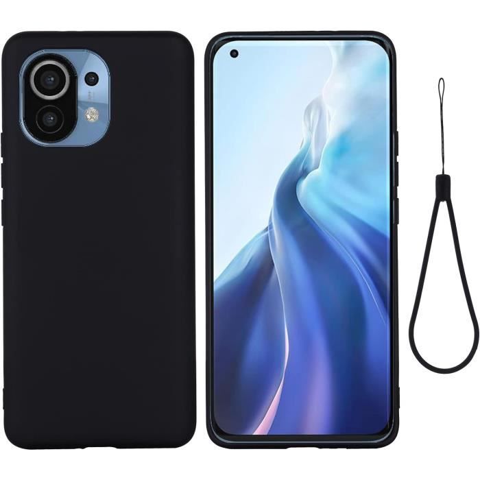 Coque Silicone Noir Mat + Film Verre Trempé Pour Xiaomi Mi 11 Lite - Kit Neuf