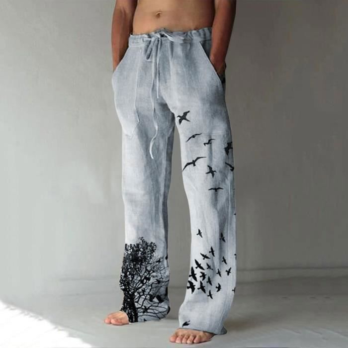 Pantalon Homme Lin et Coton Leger Decontracte Grande Taille Fluide Taille Elastique avec Poches Confortable Ete Chic Vert de gris Vert de gris Cdiscount Pret a Porter