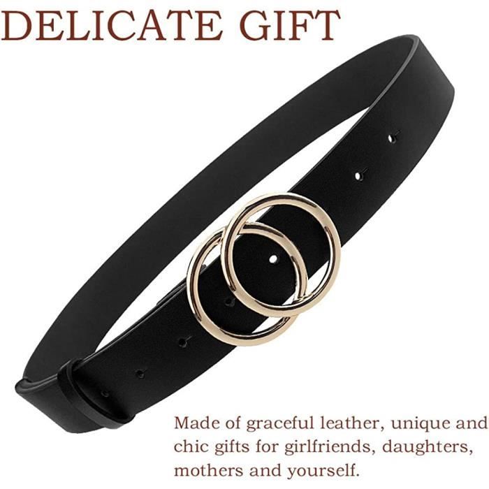 Ceinture Femme Mode Boucle Ronde PU 107 cm Noir Noir Cdiscount Pret a Porter