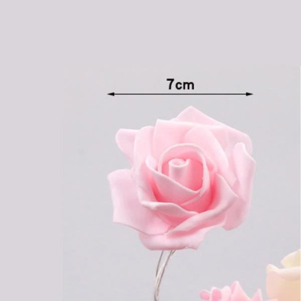 Guirlande Lumineuse Rose 3M 20 LED À Piles Fleur Rose Blanc Chaud