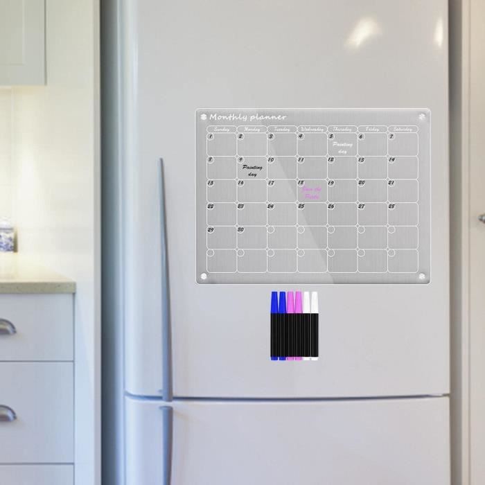 Calendrier magnétique transparent effaçable à sec, tableau blanc,  réinscriptible, mur de réfrigérateur, acrylique - AliExpress