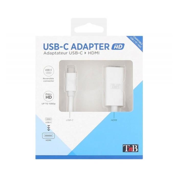 T'NB Adaptateur USB - Type C vers HDMI - Blanc - Cdiscount Informatique