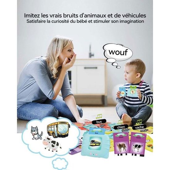 Jouets d'apprentissage avec Français Cartes 112 Feuilles de 224 Mots, Fille Garcon 1 à 6 Ans