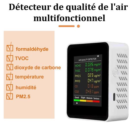 Moniteur Qualité Air 6 En 1 Tuya Zigbee - PM2.5 CO2 Température Humidité Formaldéhyde COV