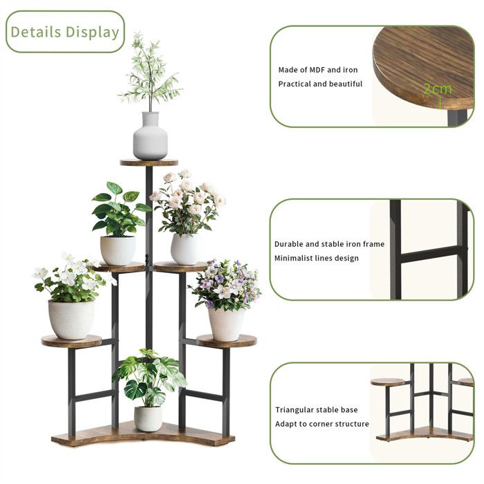Msoesticc.dl Support Pour Plantes D'intérieur à 6 Niveaux, Support D'angle En Métal Pour
