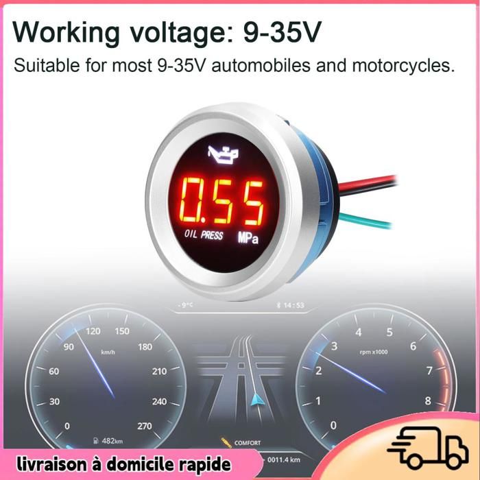 Jauge De Pression D'huile Numérique Aqxreight - 2 Pouces (52mm), Plage 0-150 PSI, écran LED Bleu, 12V