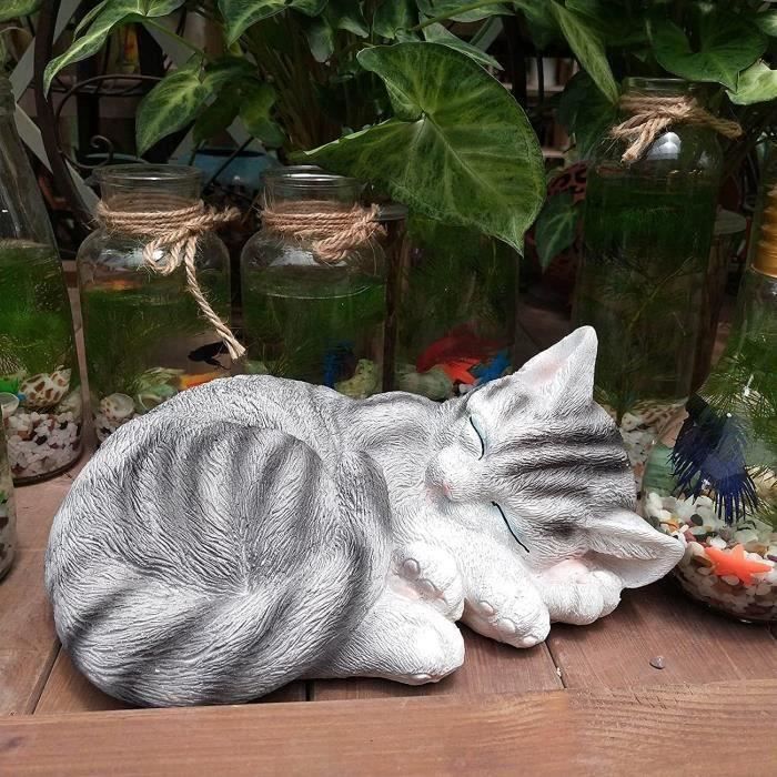 Statue Chat En Pierre Reconstituée - Résistant Au Gel - Déco Jardin