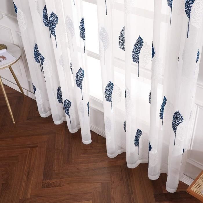 Miulee Rideau Salon-Beau Rideau Voilage Avec Motif D'Arbre, Rideaux ...