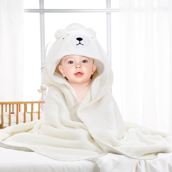 3 Serviettes De Bain Bébé à Capuche Tundwhite - 80x80cm En Polaire De Corail - Super Absorbantes - Motifs Animaux - 0-5 Ans