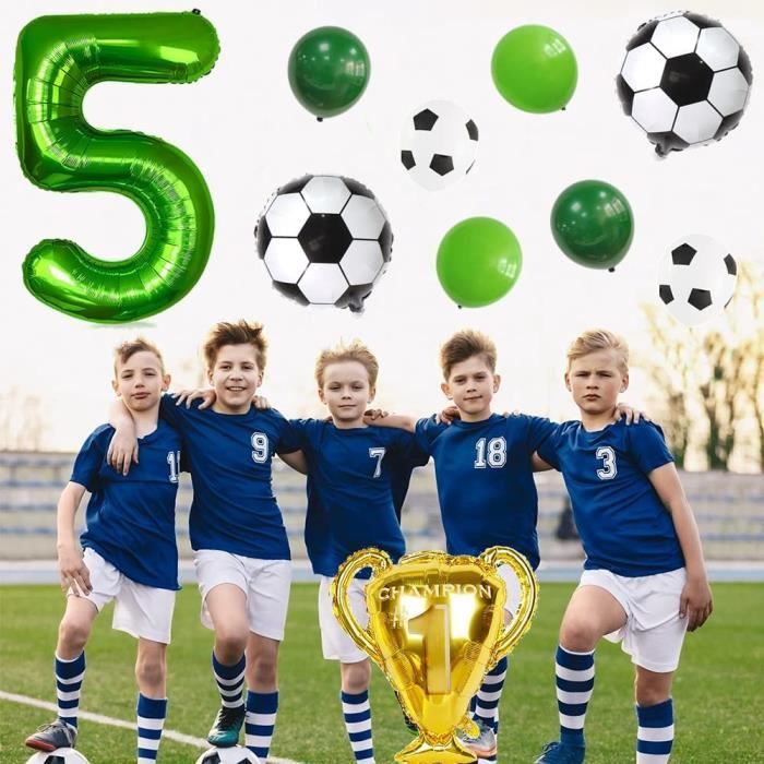 MiaLover Grand ballon de football - Décoration d'anniversaire - 5 ans -  Décoration d'anniversaire - Décoration d'anniversaire - Chiffre 5 - Ballon  de