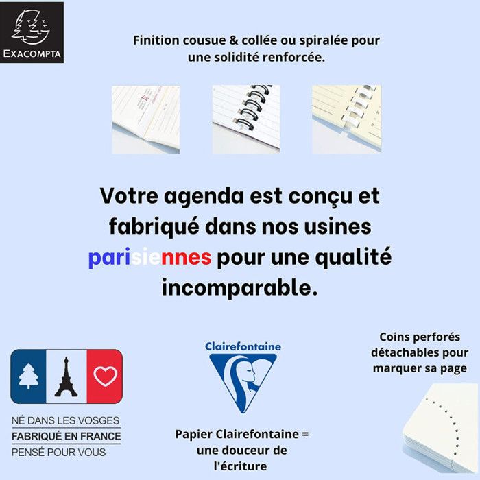 Recharge Agenda Semainier Horizon 27 Spirale - Janvier à Décembre 2026 - Format 21x27 Cm - Exacompta
