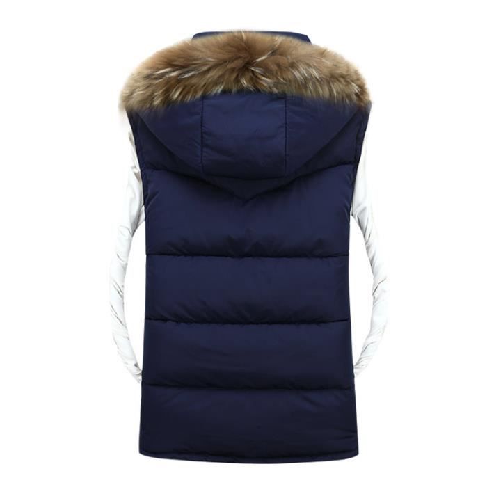 Doudoune sans manches Rouge homme hiver capuche col en fausse