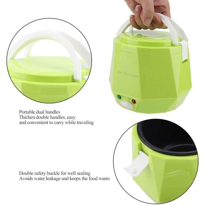 Boîte-repas Chauffante électrique 60-80W - Pour Voiture (12/24V) Et Maison (110V) - Avec Couverts Inox (vert Foncé)
