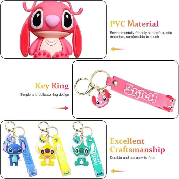 Porte-clés dessin animé Disney Lilo & Stitch, pendentif mignon, accessoires  pour sac à dos, porte-clés de voiture, cadeaux pour femmes
