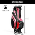 COSTWAY Sac de Golf Léger et Portable avec 5 Compartiments Poches Isothermes 7 Poches Bandoulière Porte-Ombrelle Noir et Rouge-3