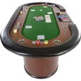 Table de Poker MAXSTORE ROYAL FLUSH - 213 x 106 x 75 cm - Vert - 9 porte-gobelets - Accoudoirs rembourrés-3