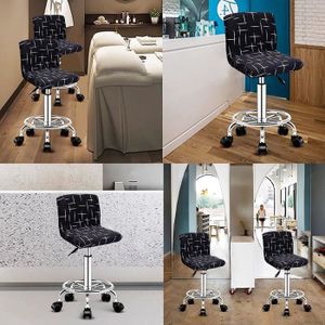 Housse De Tabouret De Bar Extensible Avec Dossier - Taille M, Marron - Lavable, En Polyester/élasthanne - Pour Pub, Maison, Café