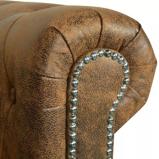 Canape Chesterfield 2 Places Cuir Artificiel Marron Canape D