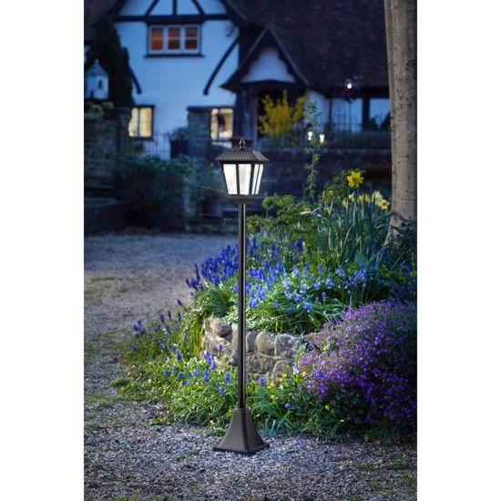 Lampadaire Solaire Exterieur TERRE JARDIN - 1,5m Noir - Éclairage LED Décoratif Japonais