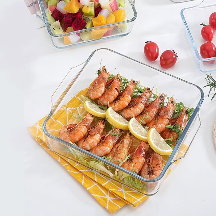 Plat De Cuisson En Verre Carré 20x18x5 Cm - Résiste à 400°C - Pour Four, Micro-ondes, Friteuse Air