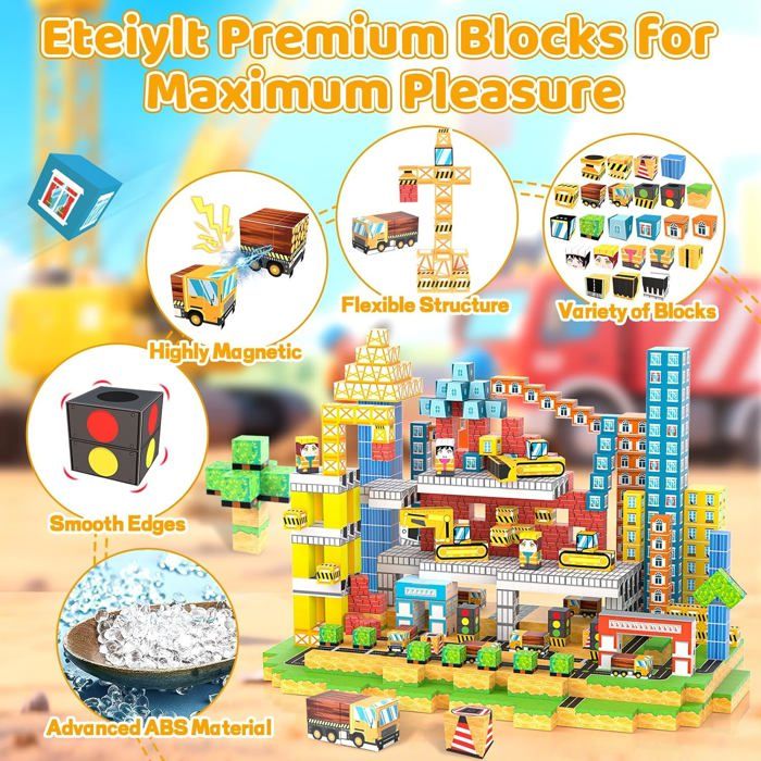 Blocs Magnétiques 172 PCS - Constructions Magnétiques STEM Montessori
