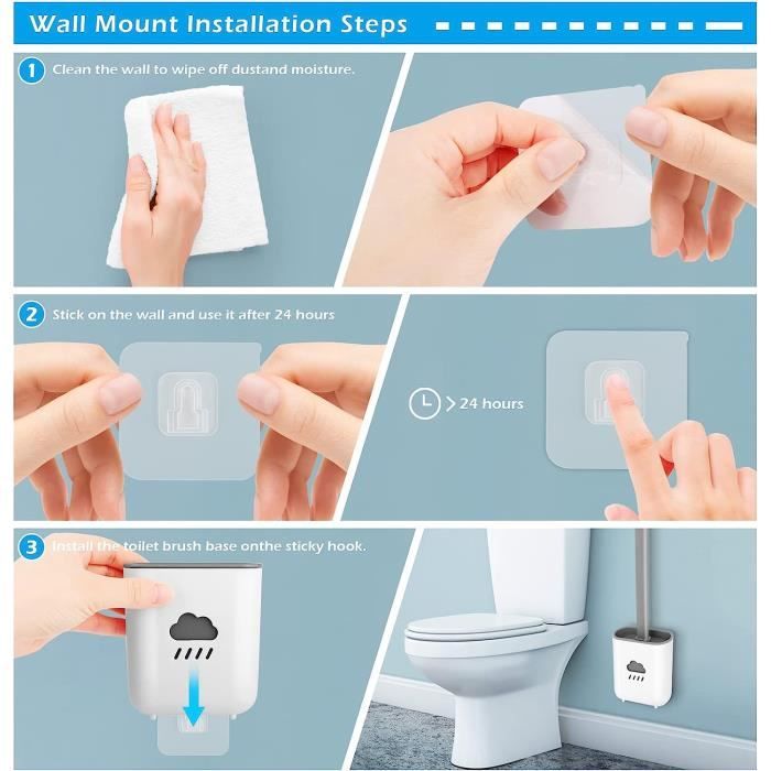 Brosse WC en silicone, nettoyage sans coins morts, brosse WC avec support  de séchage