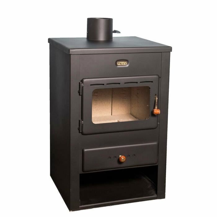 Cuisinière à Bois PRITY La Nordica Extraflame - 14 KW, Four, Acier émaillé Noir - Fabriquée En Italie