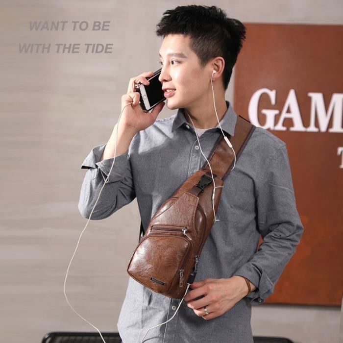 Sac bandoulière marron outlet pas cher